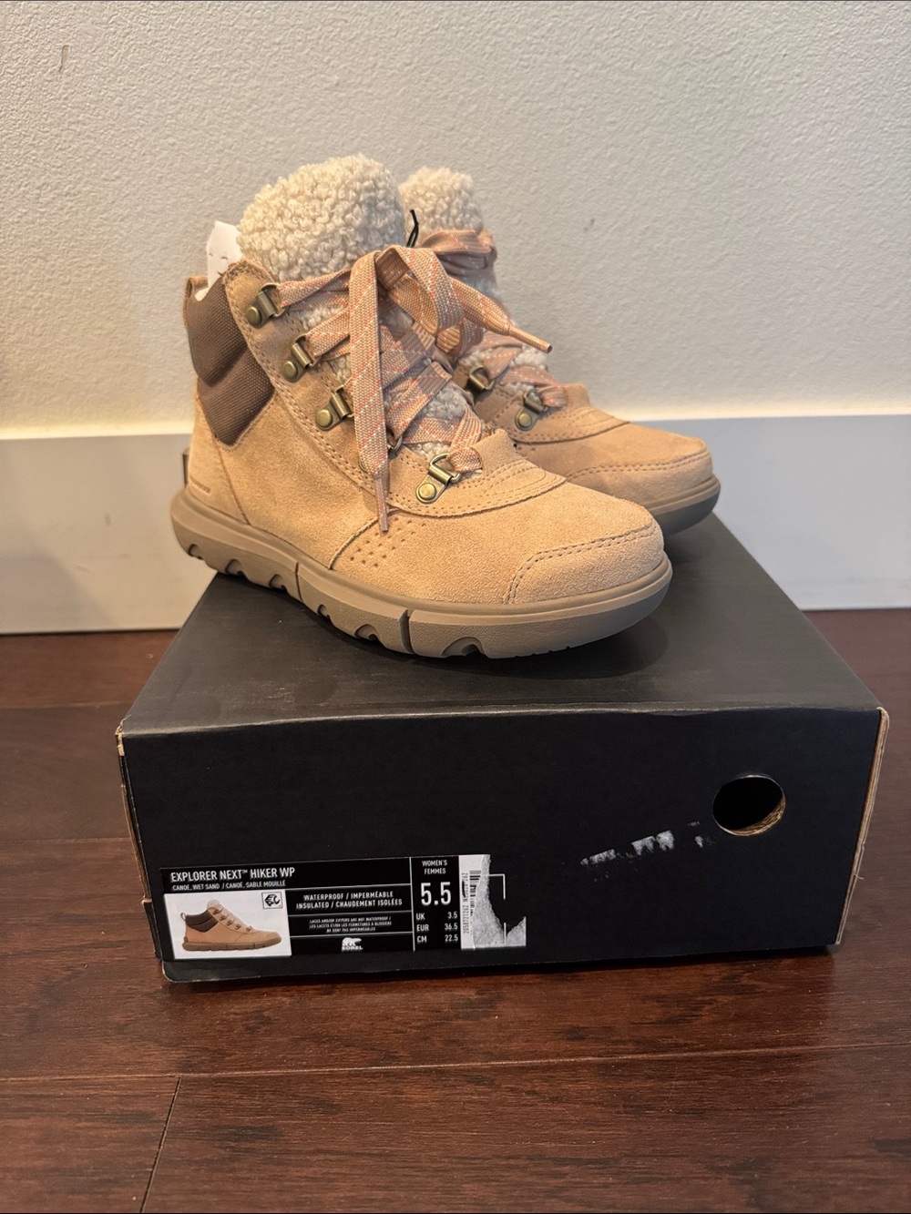 Sorel Tan Suede Sherpa-Trim Lace-Up Winter Boots
